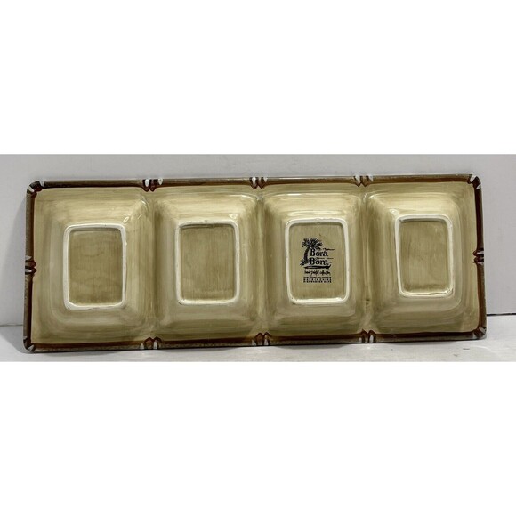 Tabletops Unlimited 4 Section Bora Bora Serving Dish/Tray Palm Tree Pattern EUC - Picture 4 of 8